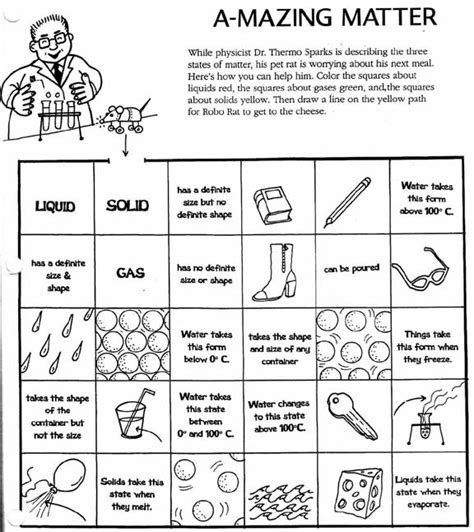 Properties used to observe and describe matter without changing the identity of the substance. 11 Best Images of Matter Worksheets Elementary - Matter ...