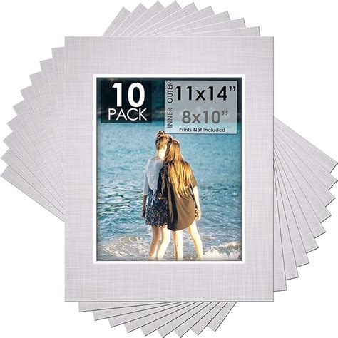 Mat Board Center Pack Of 10 11x14 For 8x10 Silver Color