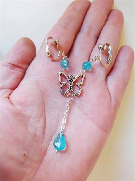 blue butterfly labia clamps vaginal jewelry sexy vch clit etsy uk