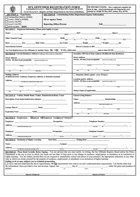 Sor Form 002r Sex Offender Registration Form Printable Pdf Download