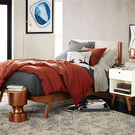 Crafted from 100% cotton, each piece sports a solid hue that pairs with any aesthetic for a touch of visual appeal. Modern Bed - Linen Weave | west elm Canada