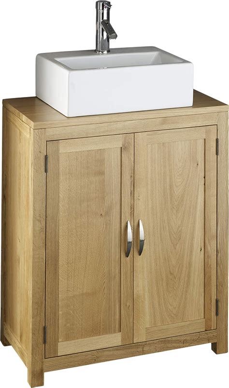 Clickbasin Solid Oak Bathroom Vanity Unit 650mm By 340mm Includes