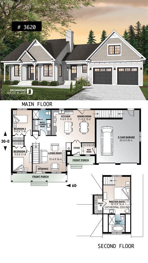 Master suite above garage, 2 beds. on main, open space, mud room