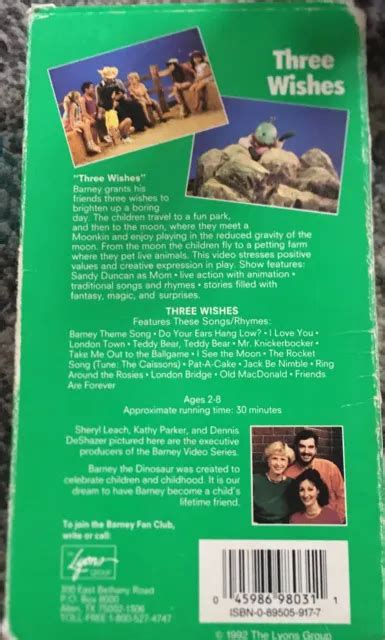Barney Three Wishes Backyard Gang Vhs Tape And 5 Pvc Figure Toy Lyons
