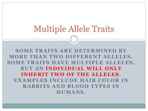 Ppt Multiple Allele Traits Powerpoint Presentation Free Download