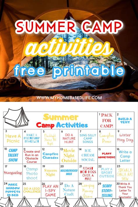 An Image Of A Camp Site With The Text Summer Camp Activities Free