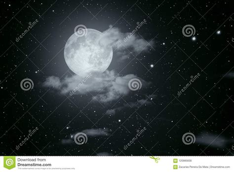 Starry Full Moon Night Stock Photo Image Of Detail 120985656