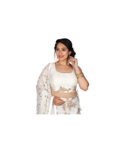 White Embroidered Net Readymade Lehenga Cholis Indian Poshakh 3162123
