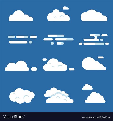 Flat Various Clouds Royalty Free Vector Image Vectorstock