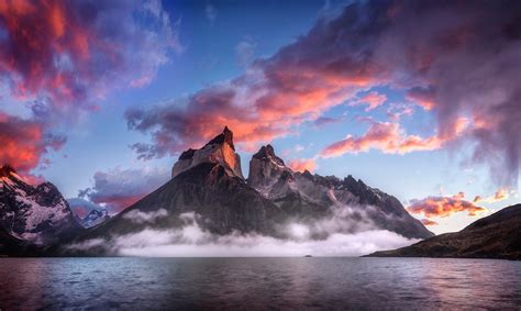 Sky Rock Patagonia Mountains Clouds Landscape Nature Hd
