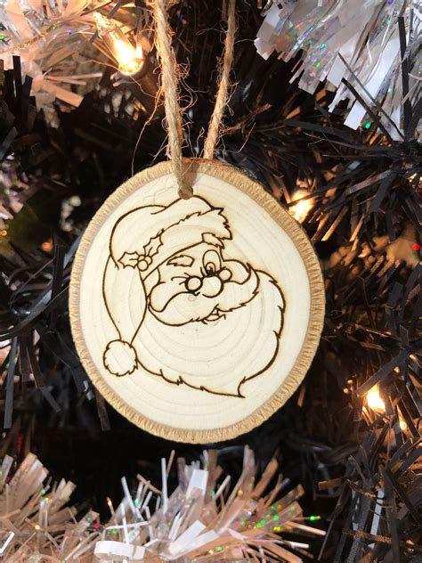 Wood slice laser engraved Christmas ornament | Etsy