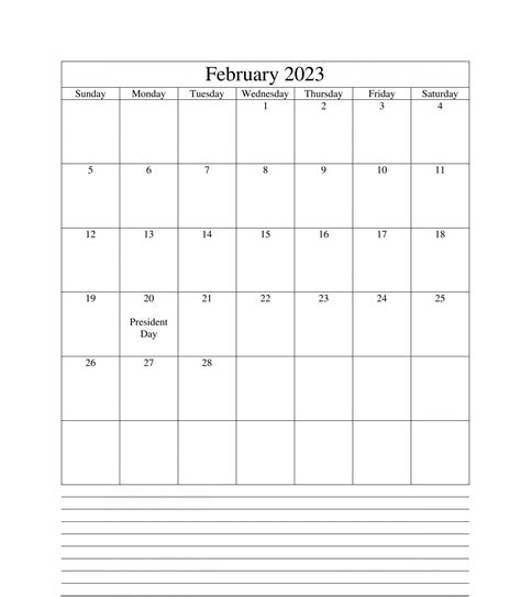 Editable February 2023 Calendar Printable Pdf