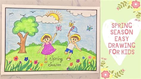 How To Draw Spring Season Drawing For Kids Step By Step Easy Drawing