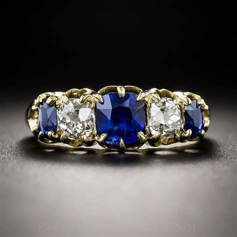 Vintage Sapphire And Diamond Five Stone Ring Antique And Vintage