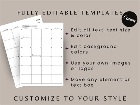 2023 Monthly Planner Dated Kdp Template 85x11 Canva Etsy