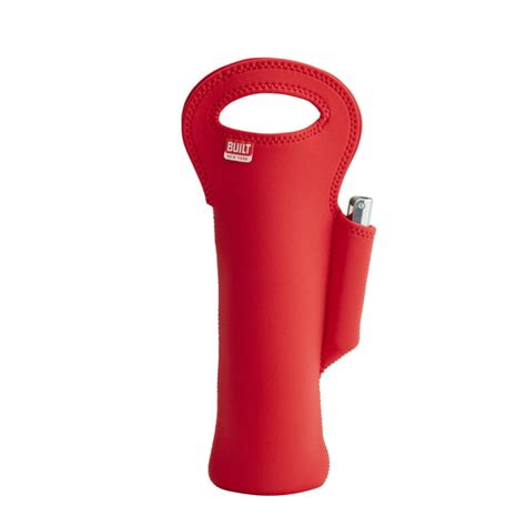 Built Ny Red Neoprene One Wine Bottle Tote With Waiters Corkscrew