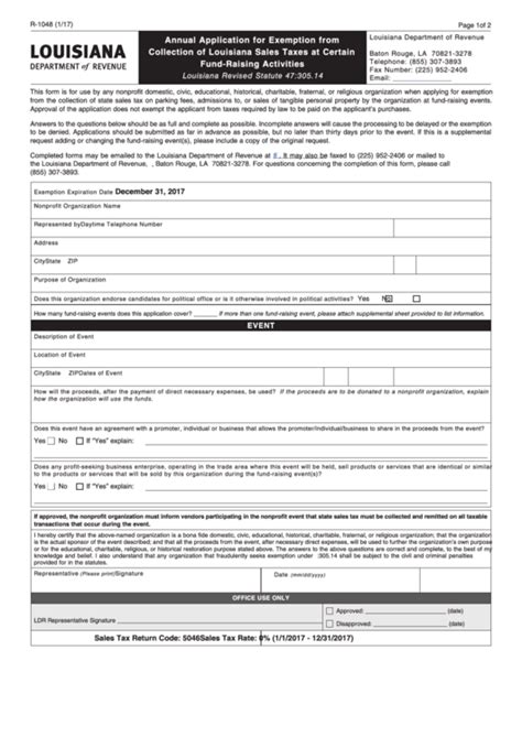 Louisiana Sales Tax Exemption Application Form
