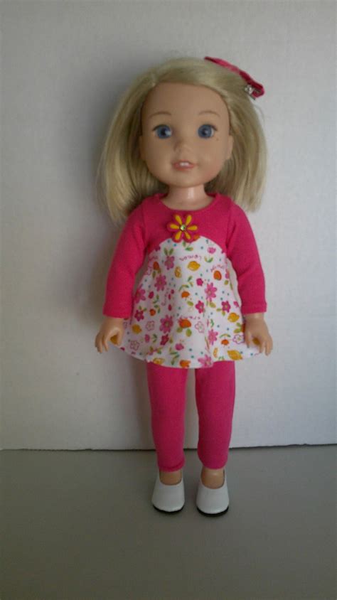 Flowers And Fruit Tunic Top And Pink Leggings Fits 14 Inch Dolls Such