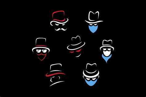 Mafia Gangster Face Logo Collection Illustrator Templates Creative
