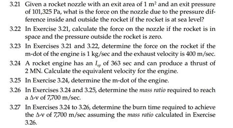 Solved Some Exercise Questions About Tsiolkovskys Rocket Equation And Thrust Equation ~ Space