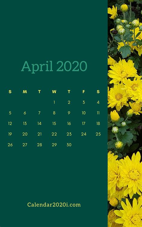 April 2020 Floral Calendar Printable Calendar Printables Print