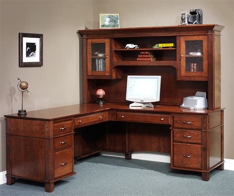 Arlington Executive L Desk With Optional Hutch Top From Dutchcrafters