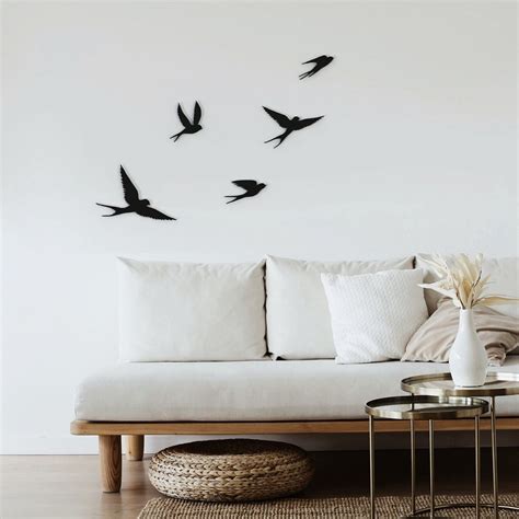 Flying Birds Metal Wall Art Set Of 5 Wall Decor Living Room Wall Decor Wall Hangings Bedroom