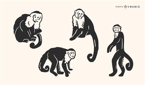 Monkey Doodle Vector Set Vector Download