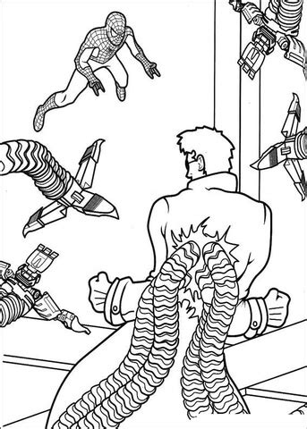 Doctor Octopus fighting against Spider Man coloring page | Free