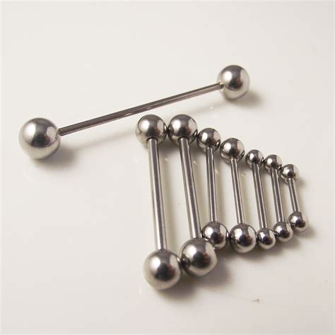 2 Piece 316l Stainless Steel Straight Industry Tongue Barbell Piercing