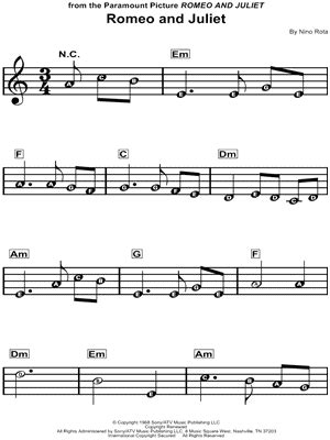Here you can post a video of you playing the romeo chords, so your fellow guitarists will be able to see you and rate you. Nino Rota "Romeo and Juliet (Love Theme)" Sheet Music for ...