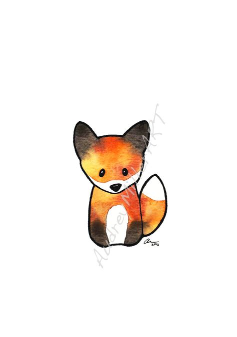 The Fox 5x7 Art Illustration Print Fall Orange Autumn Cute Small Etsy