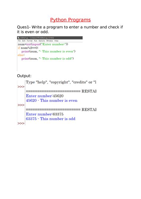 Cs File By Shikha Python Codes Python Programs Ques1 Write A