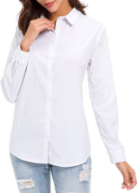 Mrlz Camisa De Manga Larga Con Botones Para Mujer Blanco M Mx Ropa Zapatos Y