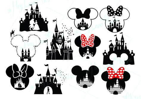 Disney Mickey Mouse Minnie Ears Castle Bundle Set Clip Art SVG Etsy