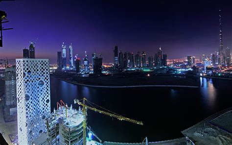Noches En El Centro ~ Dubai Vista Noche Ciudad Fondo De Pantalla Hd