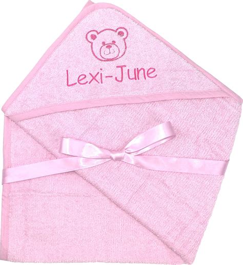 Baby Girls Personalised Pink Super Soft Hooded Teddy Bear Bath Towel
