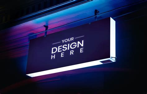 Signage Mockup In Neon Lights Premium Image By