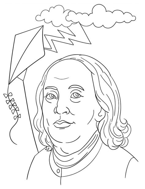 Benjamin Franklin And Kite Coloring Page Free Printable Coloring