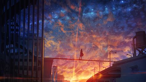 Perfect screen background display for desktop, iphone, pc, laptop, computer, android phone, smartphone, imac, macbook, tablet, mobile device. 1920x1080 Starry Sky Anime Girl 4k Laptop Full HD 1080P HD ...