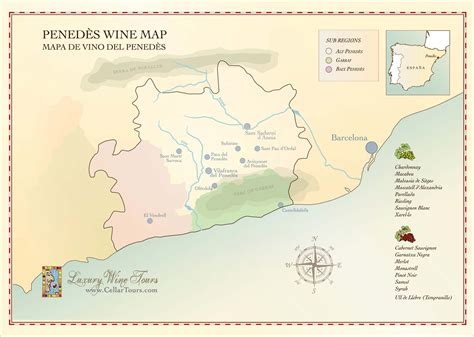 Penedes Wine Region Map Cellartours