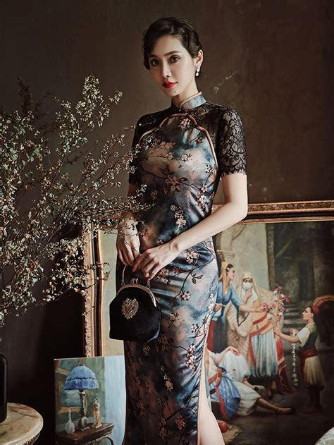 free shipping and return a wise choice womens a line dress chiffon floral print chinese