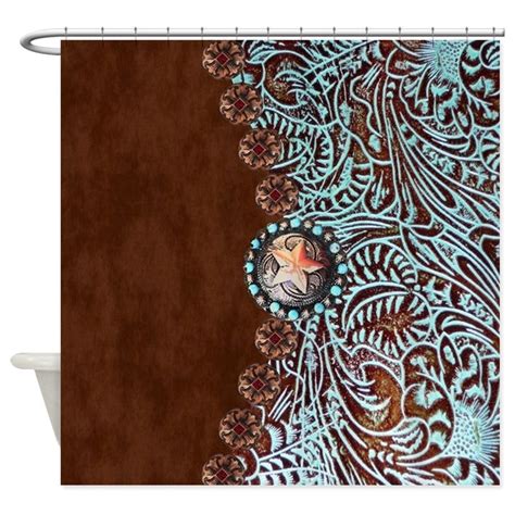 Find many great new & used options and get the best deals for western shower curtain farmhouse christmas print for bathroom at the best online prices at ebay! Western Turquoise Tooled Leather Decorative Fabric Shower ...