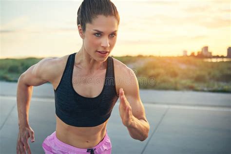 Fit Determined Young Woman Runner Stock Image Image Of Healthy
