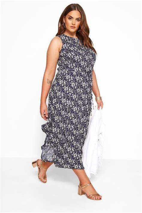 Maxi dress with purple leather shoes from macys macys.com shop now. IZABEL CURVE Navy Floral Maxi Dress | Yours Clothing