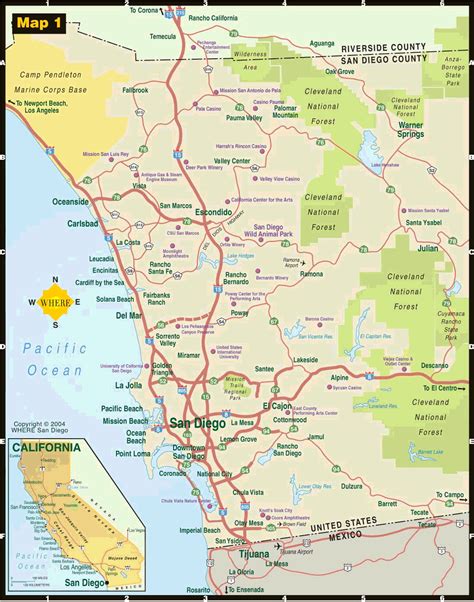 San Diego Detailed Map Gambaran