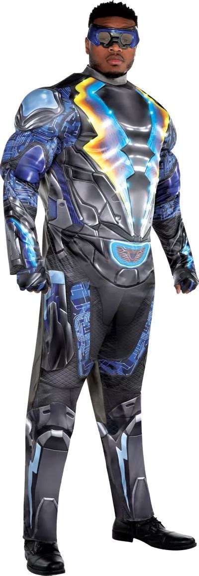 Plus Size Light Up Black Lightning Muscle Costume For Adults Party