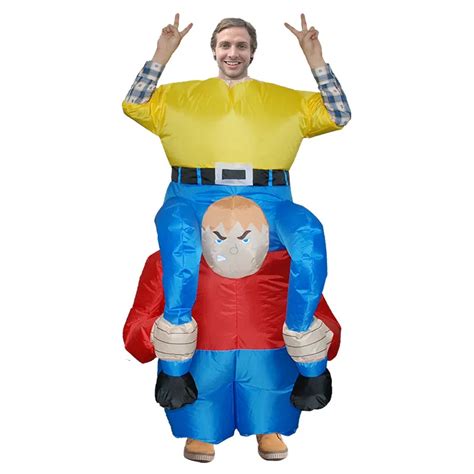 halloween party adults spoof funny inflatable costumes dwarf carry people carnival party