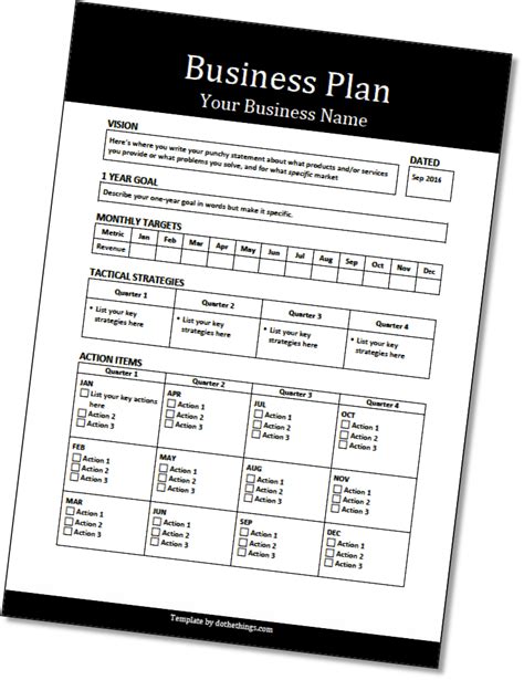 Think about business planning as something you do often, rather than a document you create once and never look at again. Actionable Business Plan Template - DoTheThings