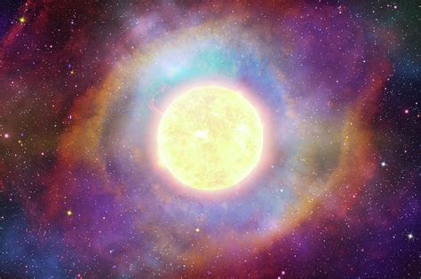 Bright Supernova Against Colorful Nebula Cosmos Sky Photograph By
